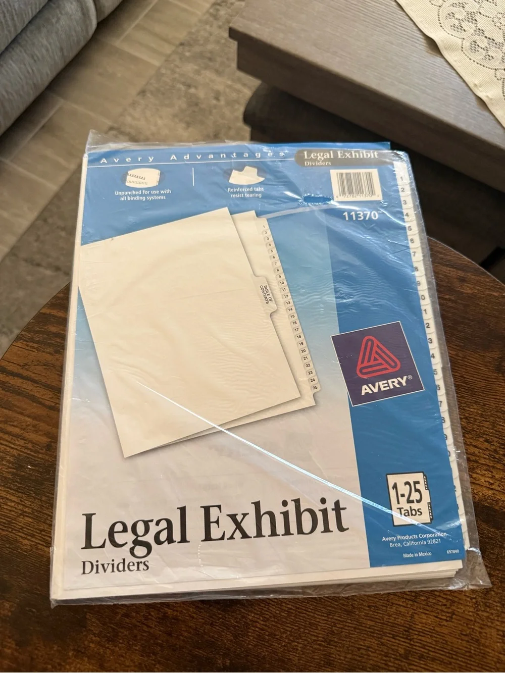 Avery White Legal Exhibit Dividers with Blue Packaging